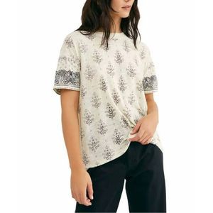 Free People | Women's Maybelle T-Shirt Ivory Combo size small